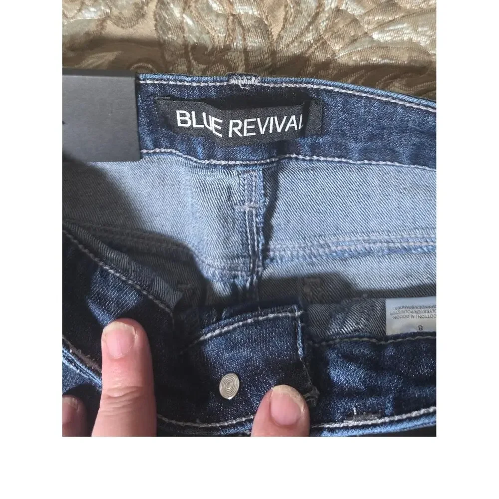 Blue Revival - Folie Flip Cuff Midi Denim Short Size 8